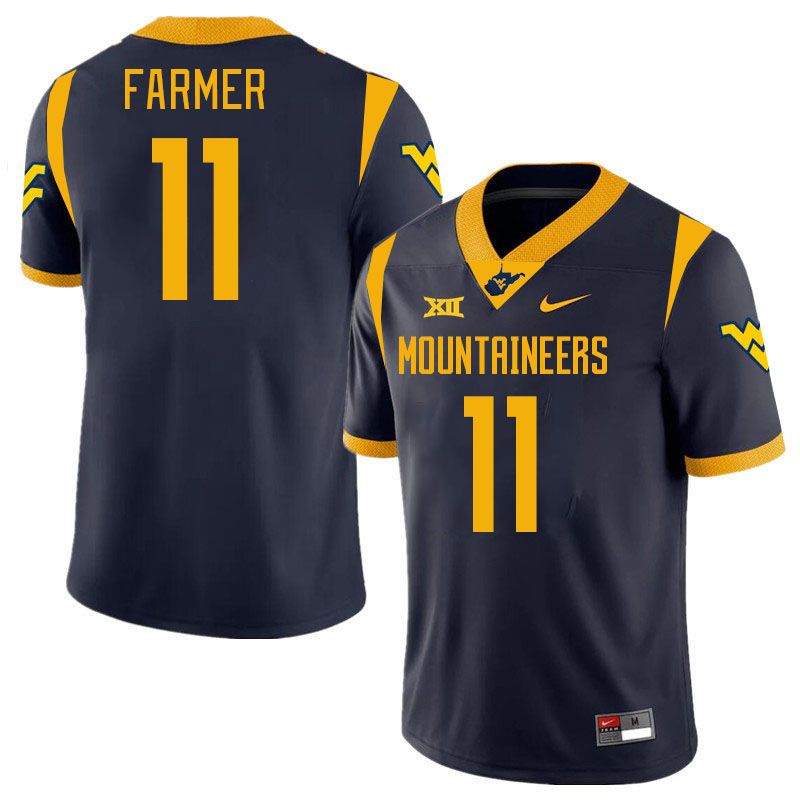 #11 Ric'Darious Farmer West Virginia Mountaineers College 2024 New Uniforms Football Jerseys Stitched Sale-Navy